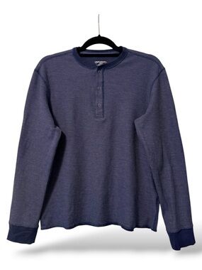 Untuckit Schrock Navy Thermal Henley Long Sleeve Men’s Small Shirt